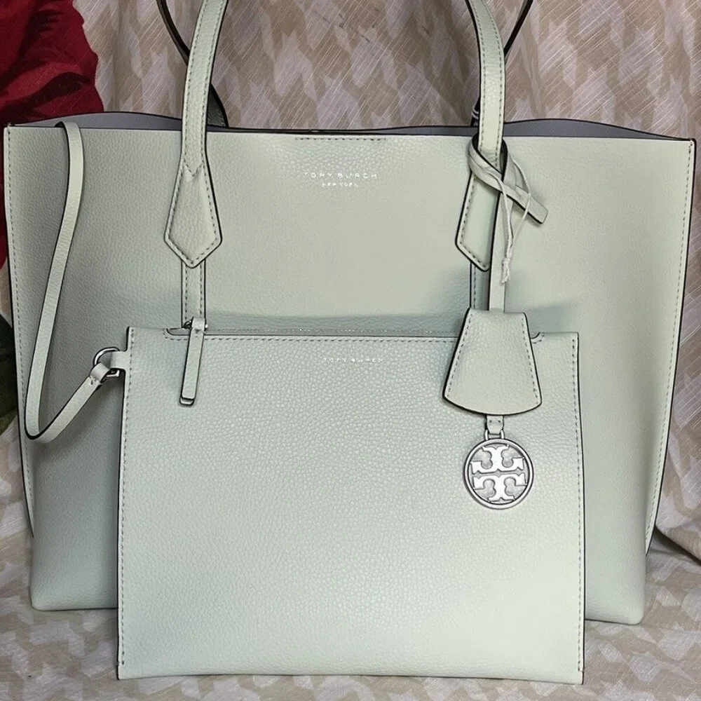 Tory Burch $378 Medium Pery Tote Meadow Mist NWT!
